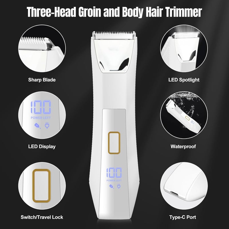 Suttik Manscape Body and Ball Trimmer for Men, 3-in-1 Pubic Groin & Nose Hair Trimmer, Ball Shaver & Body Groomer, Wet/Dry Electric Razors for Smooth Shaving, IPX7 Waterproof with Travel Case - Image 2